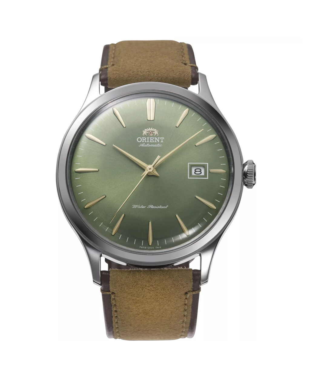 Orient RA-AC0P01E کلاسیک مردانه با صفحه سبز و بند جیر قهوه‌ای