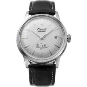 Orient RA-AC0M16S تصویر اصلی ساعت کلاسیک مردانه با قاب نقره‌ای و بند چرمی مشکی