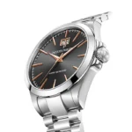 ژاک فیلیپ JPQGS841346 - قاب استیل ضد زنگ نقره‌ای با صفحه مشکی و بند استیل