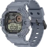 کاسیو WS-1700H-8AVDF گالری تصویر 1 با بند رابر، قاب پلاستیک خاکستری و صفحه مشکی