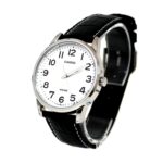 Casio LTP-1303L-7B4 ساعت مچی کلاسیک زنانه با بند چرم مشکی و صفحه سفید، قاب برنجی با روکش استیل