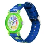 ICE WATCH I-24501 ساعت مچی اسپرت بچگانه با بند پارچه آبی، قاب سبز پلاستیکی و صفحه سفید