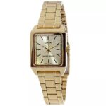 Casio LTP-V007G-9EUDF گالری تصویر 2 با قاب مستطیلی طلایی استیل و بند استیل