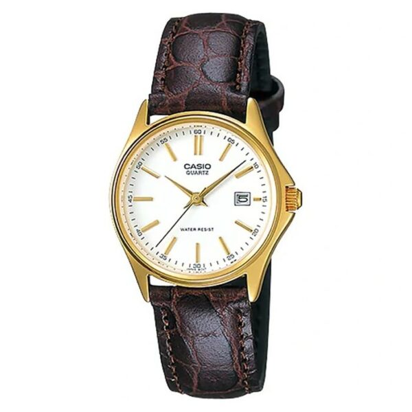 Casio LTP-1183Q-7A ساعت مچی کلاسیک زنانه با بند چرمی قهوهای و قاب طلایی - مدل Casio LTP-1183Q-7A