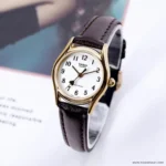 کاسیو LTP-1094Q-7B5RDF قاب طلایی آلیاژ با بند چرم قهوهای — گالری تصویر 1