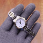 Casio LTP-1129G-7A تصویر 2 - صفحه سفید، بند استیل نقرهای