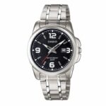 ساعت مچی کلاسیک زنانه کاسیو مدل LTP-1314D-1A با قاب نقرهای استیل و صفحه مشکی