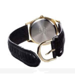 Casio LTP-1094Q-7B2RDF زنانه با بند چرم مشکی، قاب طلایی و صفحه نقرهای – تصویر 1