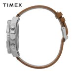 TIMEX TW2W16300 نمای کنار بند چرمی قهوهای - گالری تصویر 1