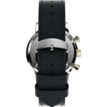 TIMEX TW2W10000 تصویر2 بند چرمی مشکی با قاب استیل نقرهای و صفحه بژ