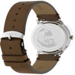 TIMEX TW2W149004 ساعت مچی مردانه اسپرت با بند چرم قهوهای و صفحه سرمهای