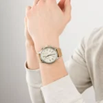 TIMEX TW2R96400 - Gallery Image 2: بند چرم قهوهای، صفحه سفید، قاب استیل نقرهای
