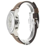 TIMEX TW2R96400 - Gallery Image 1: بند چرم قهوهای، صفحه سفید و قاب استیل نقرهای