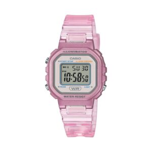 Casio LA-20WHS-4ADF زنانه - ساعت مچی اسپرت با قاب رزین صورتی و صفحه کهربایی