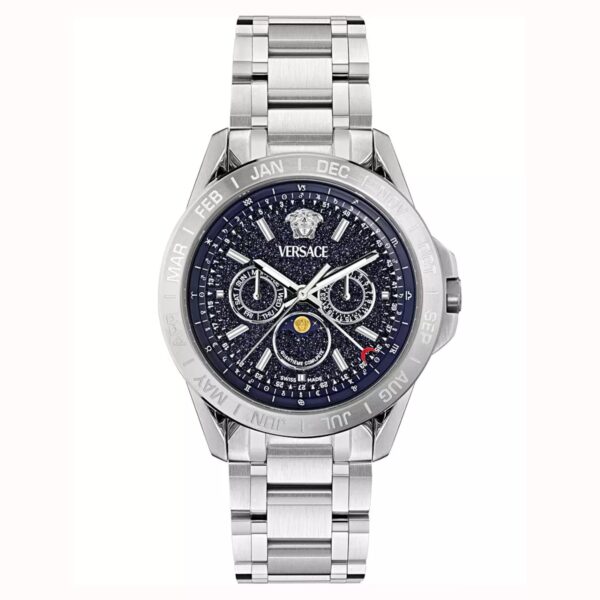 VERSACE VVE0K00125 ساعت مچی کلاسیک مردانه با قاب نقرهای استیل و صفحه سورمهای