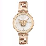 VERSACE VVE0B00625 ساعت کلاسیک زنانه با بدنه استیل 316 رزگلد و صفحه سفید با شیشه یاقوت کبود