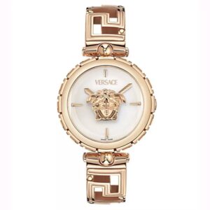 VERSACE VVE0B00625 ساعت کلاسیک زنانه با بدنه استیل 316 رزگلد و صفحه سفید با شیشه یاقوت کبود