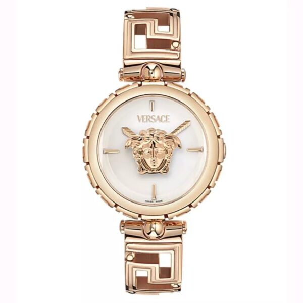 VERSACE VVE0B00625 ساعت کلاسیک زنانه با بدنه استیل 316 رزگلد و صفحه سفید با شیشه یاقوت کبود