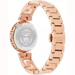VERSACE VVE0B00625 نمای نزدیک قاب رزگلد با شیشه یاقوت کبود