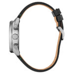 ساعت مچی CITIZEN CA7041-07X2 با قاب استیل نقرهای، بند چرمی مشکی و صفحه سبز