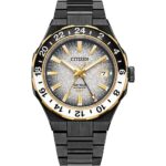 ساعت مچی اسپرت مردانه CITIZEN NB6035-55H با قاب استیل سفید و صفحه مشکی