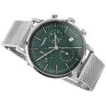 TIMEX TW2W43400 ساعت مچی مردانه با صفحه سبز، قاب استیل نقرهای و بند نقرهای