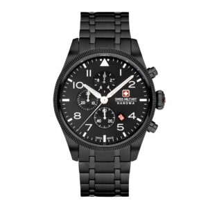 سوئیس میلیتاری SMWGI0000431 - کلاسیک مردانه، قاب خاکستری، بند استیل ضد زنگ، صفحه مشکی