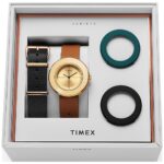ساعت تایمکس TWG020300 با بند چرم مشکی و قاب استیل طلایی - تصویر گالری 1