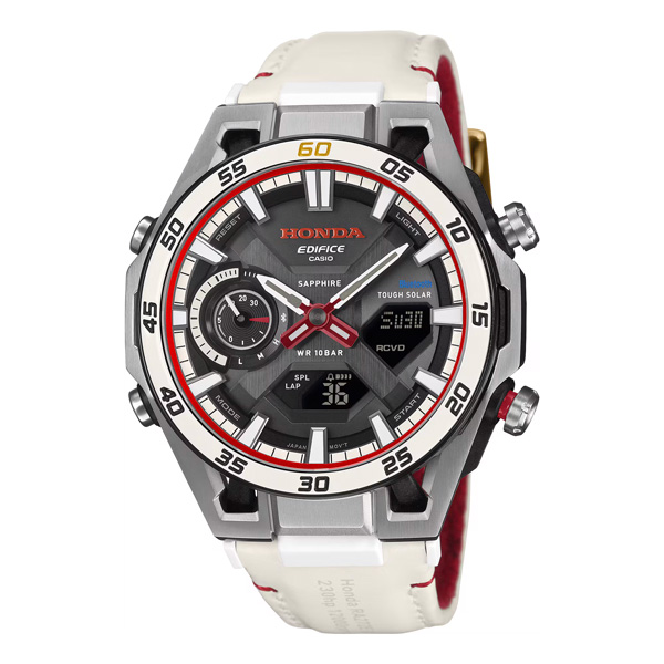 Casio ECB-2300HR-1ADR Featured Image: ساعت مچی اسپرت مردانه با قاب استیل گرد و صفحه مشکی و شیشه Sapphire Crystal